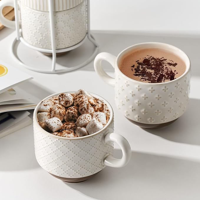 Large Ceramic Coffee Mug Set of 4 - Image 9