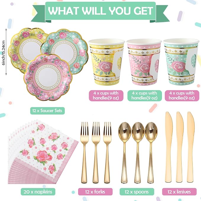 Layhit 83 Pcs Disposable Tea Party Set - Image 2