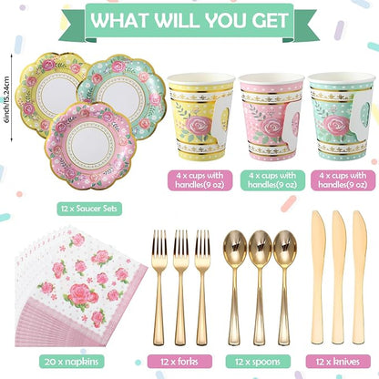 Layhit 83 Pcs Disposable Tea Party Set - Image 2