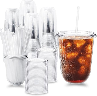 Alaeseje 100 Pack 16 oz Clear Plastic Iced Coffee Cups by Alaeseje