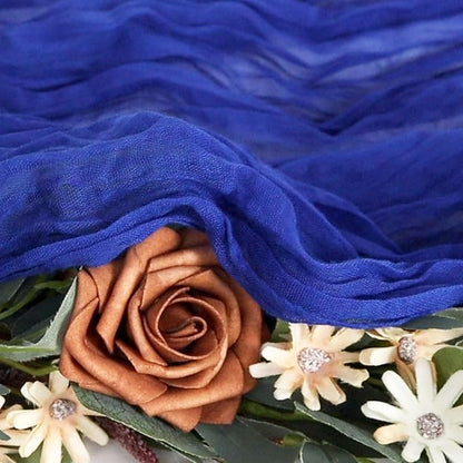 FUHSY Blue Cheesecloth Table Runner 5 Pack 10FT Cheese Cloth Table Runner Rustic Gauze Cheesecloth Table Runner Royal Blue Runners for Tables Boho Table Decorations for Wedding Birthday Party Events