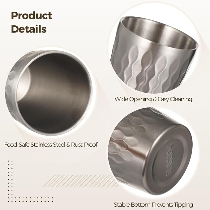 OMISTAR 4 Pcs Stainless Steel Double Wall Cups 15 oz, Korean Hammered Insulated - Image 3