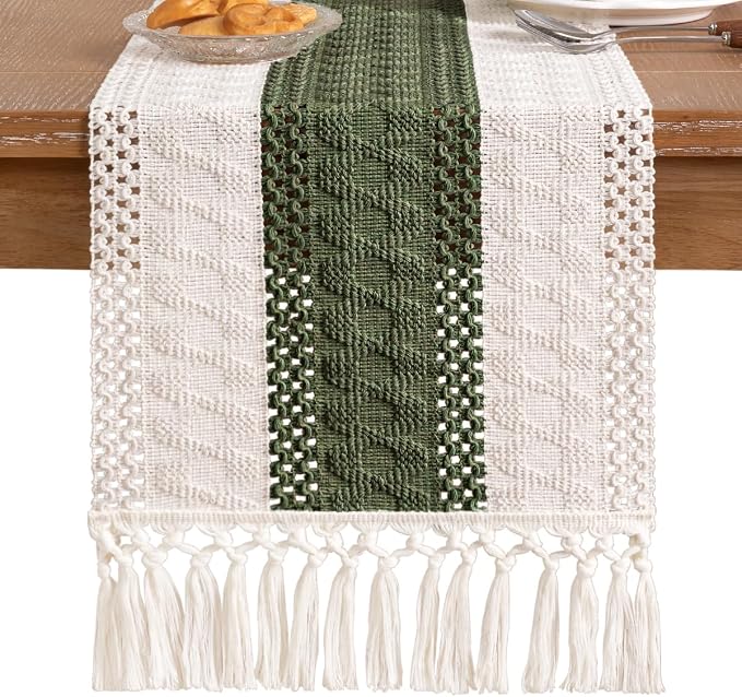 Boho Table Runner Summer Farmhouse Rustic Dining Dresser Scarf Home Decor | - Image 5