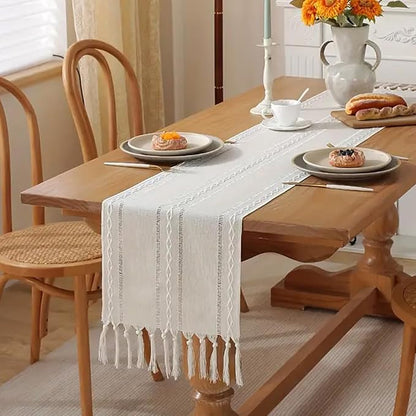 Ivory White Rustic Linen Table Runner 72 Inches Long - Image 6