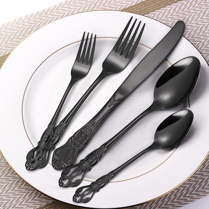 Gorgeous Retro Royal Black Silverware Set - Image 7