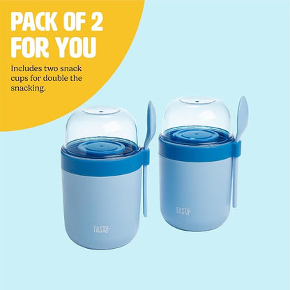 Tasty Travel Snack Cups with Spoons, On-The-Go Snacking, Divided Compartments - Image 4