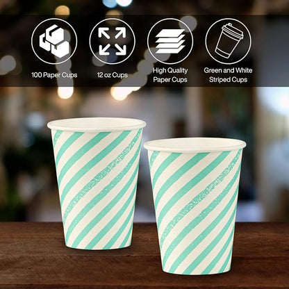 Disposable Coffee Cups, To Go Paper Hot Cups, Water Blue - Image 3