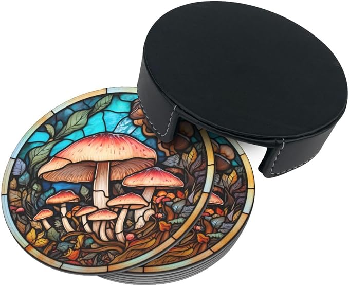 Mushroom Coasters for Drinks, Mushroom Decor Bar Drink Coasters for Coffee Table - Image 3