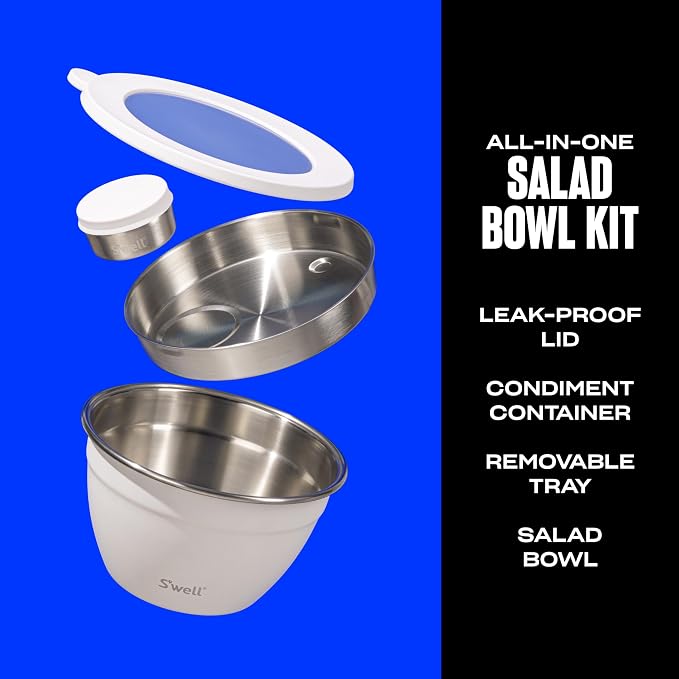 S'well Stainless Steel Salad Bowl Kit 64oz, Comes - Image 2