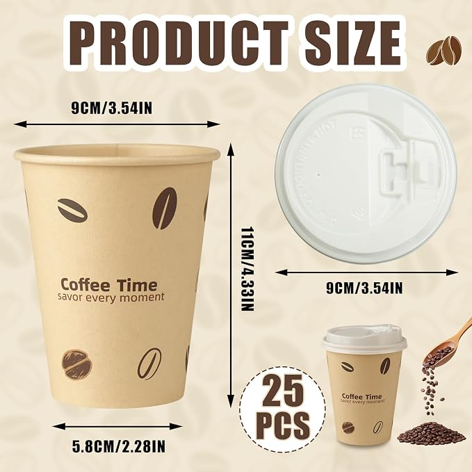 12 OZ 25 Pack Disposable Cups Paper Coffee Cups - Image 2