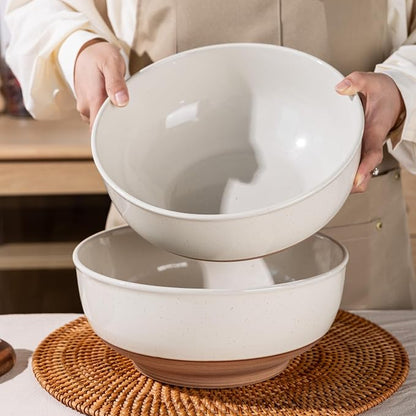 AmorArc 9.8’’ Ceramic Serving Bowls, 3.1 Qt Extra Large Salad Bowls Set of 2 - Image 4