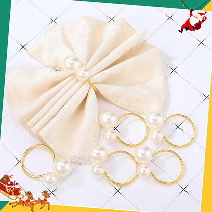 Sliner 24 Pcs Pearl Napkin Rings - Image 3