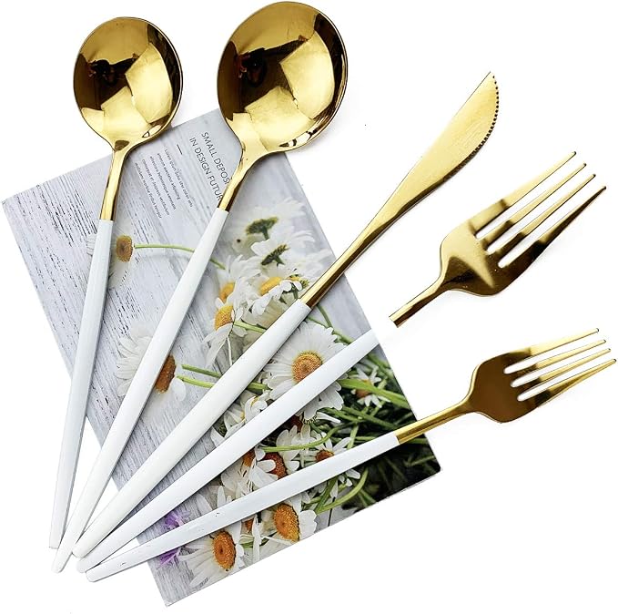 JASHII 30-Piece Stainless Steel Satin Finish Flatware Set, Mirror Polished - Image 3