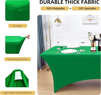 2-Pack 6ft Spandex Table Covers for Rectangle Standard Folding Tables - Wrinkle Resistant Stretch Tablecloths - Ultimate Fitted Table Protector for Parties, Trade Shows, Banquet