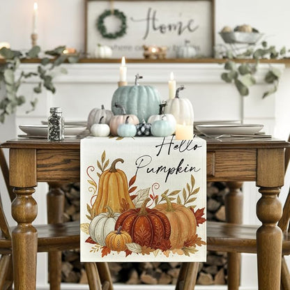 Artoid Mode 210 GSM Fall Table Runner 13x72 Inch Home Party Decor | Orange - Image 2