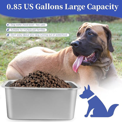 0.85 Gallon Wide Dog Water Bowl, Stainless Steel Bowl, Small Dogs | 12.6 x 8.7 - Image 3