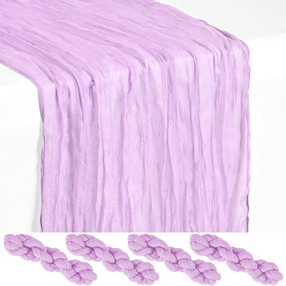 Showgeous 4 Pack Lilac Purple Cheesecloth Table Runner, 17 x 108 Inches | Boho by Showgeous