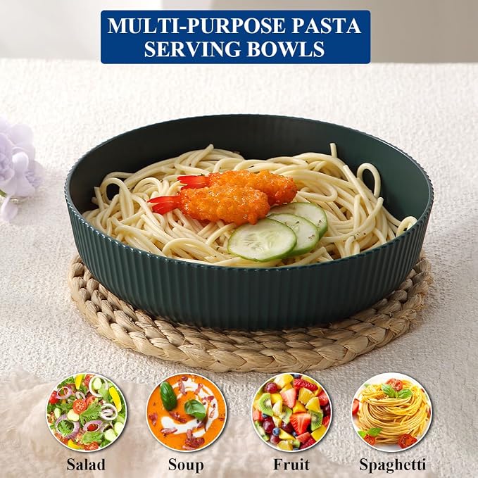 HOMQUEN Pasta Bowls Set of 6, 37oz Salad Bowls Green Soup Bowls, Large Pasta - Image 8