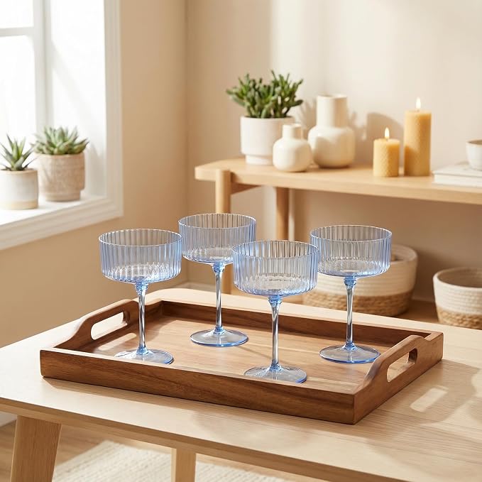 LIYH 20pcs Plastic Martini Glasses 10 Oz Blue Disposable Cocktail Coupe - Image 9