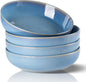 GBHOME 8.75'' Large Ceramic Pasta Bowls, 38oz Stoneware Pasta Serving Bowls Set of 4 for Kitchen, Wide Bowls for Fruit,Pasta,Salad,Oatmeal,Meal, Microwave Safe, Reactive Glaze-Alaskan Blue