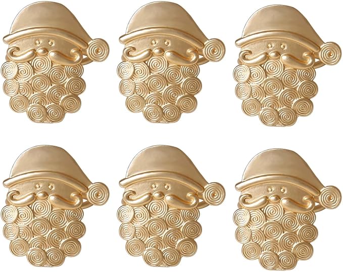 wonlex Christmas Napkin Rings Set of 6, Metal Golden Napkin Ring Serviette by wonlex