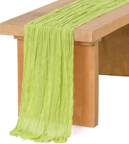Ling's Moment Light Green Gauze Cheesecloth Table Runner, 14FT | Sage Green by LingsMoment