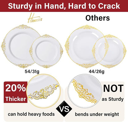 175 Pcs White Gold Plates for Wedding | White Party Plates Set for 25 Guests - Image 3