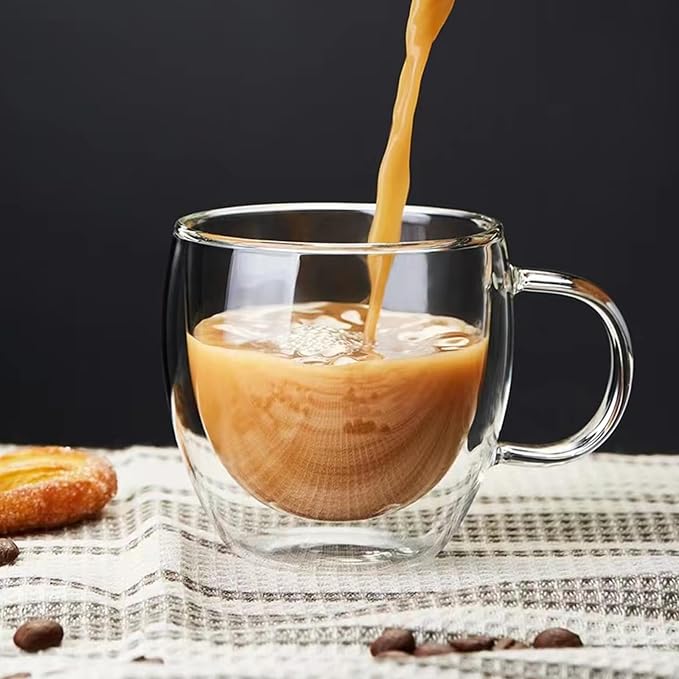 Mfacoy Double Wall Insulated Glasses Espresso Cups Set of 4, 5 oz Clear Coffee - Image 7