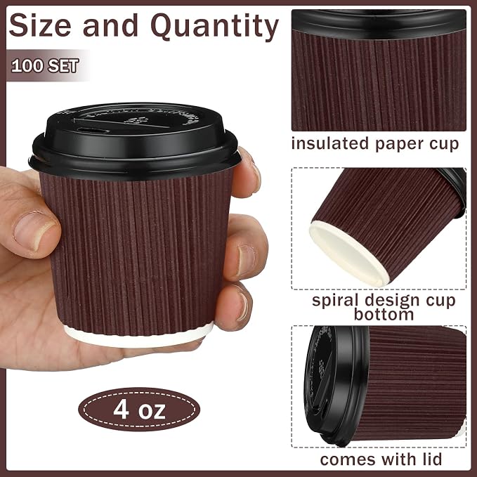 Uiifan 100 Set 4oz Disposable Espresso Cups - Image 2