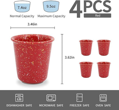 Handleless Speckled Ceramic Coffee Cups, 10 oz, Cappuccino, Microwave & - Image 2