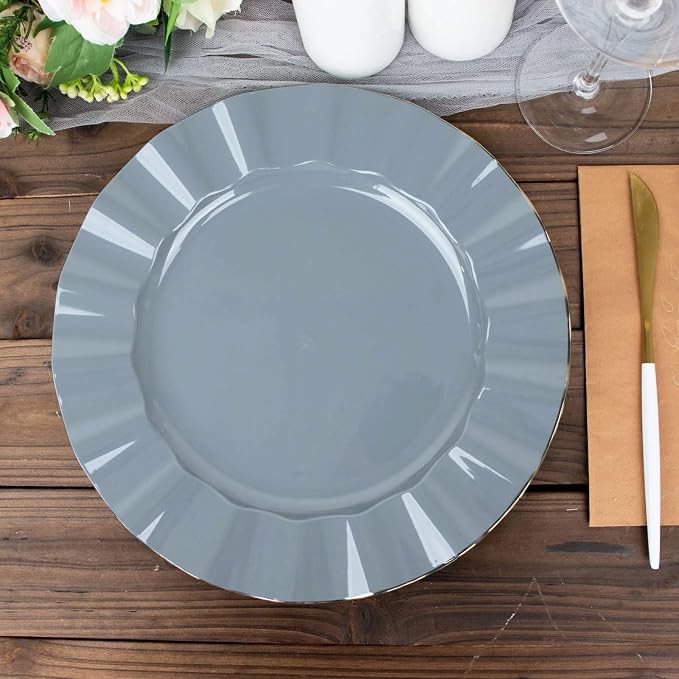 Efavormart 11" Dinner Plates – Set of 10 Plastic Dusty Blue Round Disposable by efavormart