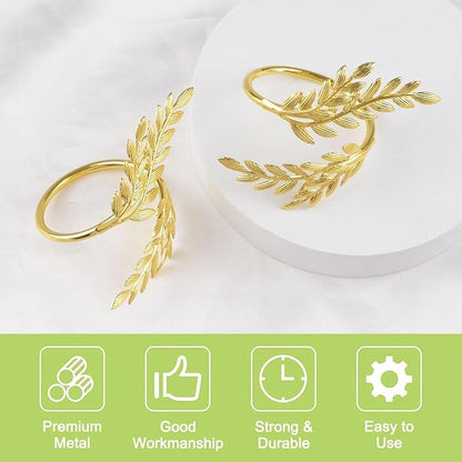 12-Piece Gold Leaves Napkin Ring Set, Napkin Holders - Image 8