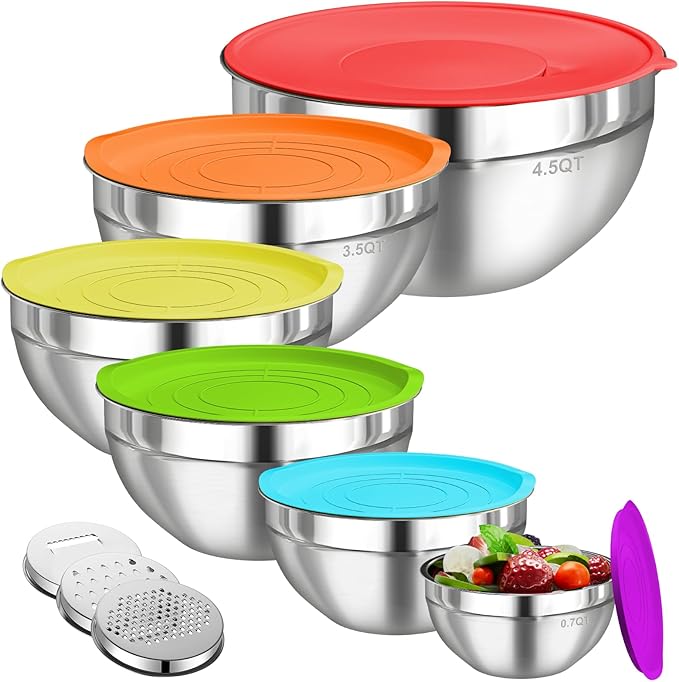 Mixing Bowls with Lids Set, Kitchen Food Organizers Nesting Mixing Bowl by HelpYouSaveMoreSpace