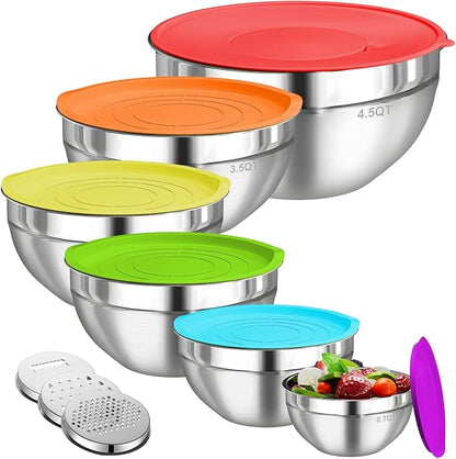 Mixing Bowls with Lids Set, Kitchen Food Organizers Nesting Mixing Bowl by HelpYouSaveMoreSpace