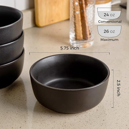 AmorArc Stoneware Cereal Bowls Set of 4, 26oz Soup Ceramic Bowls Set | Modern - Image 2