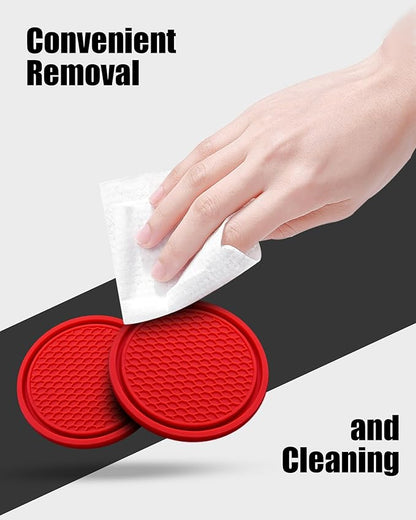 4 Pack Car Cup Coasters, Universal Non-Slip Silicone Cup Holder Inserts, Car Interior Accessories, Red
