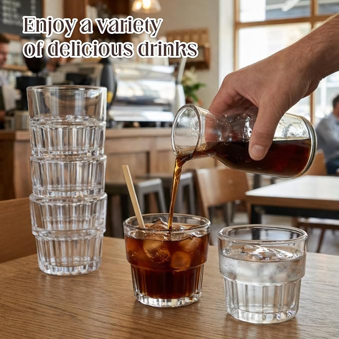 12 Pack 4.7 oz Drinking Glasses Stackable Iced Latte Coffee Cup, Beer Cocktail - Image 6