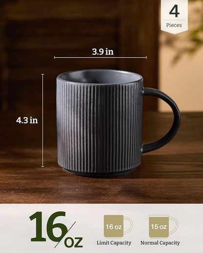 famiware Coffee Mug Set for 4, Star 16 oz Catering Mugs Cup Set - Image 4