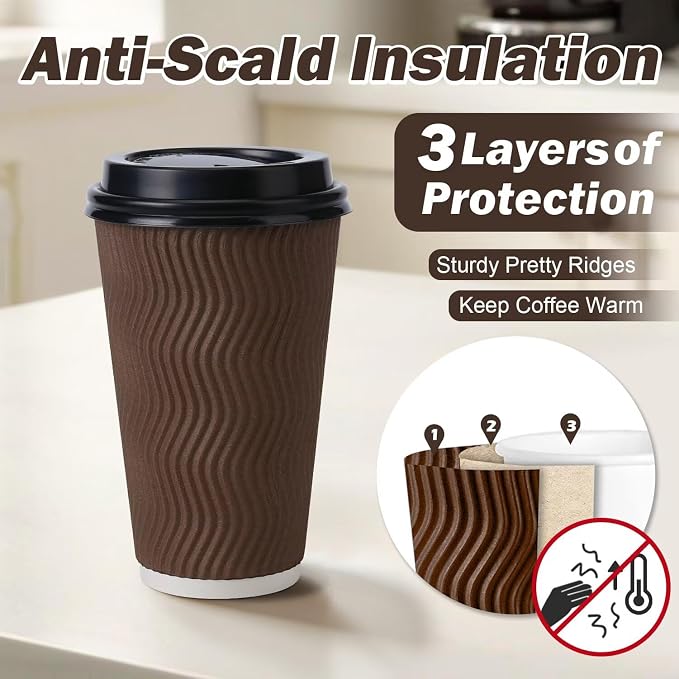 16 oz Insulated Disposable Paper Coffee Cups - Image 4