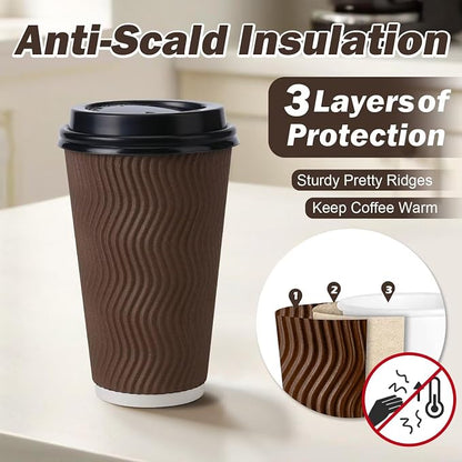 16 oz Insulated Disposable Paper Coffee Cups - Image 4