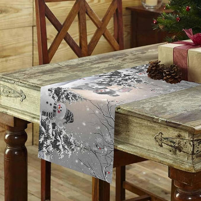 Christmas Snowman Table Runners 90 Inches Long, Cotton Linen Fabric Snowflake - Image 3