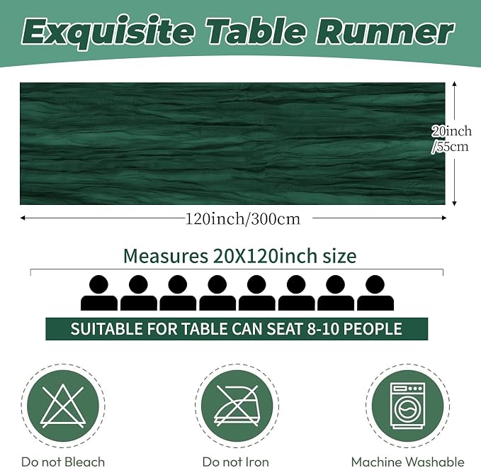 6 Pack Emerald Green Cheesecloth Table Runner 20 x 120 Inch Gauze Table Runner - Image 2