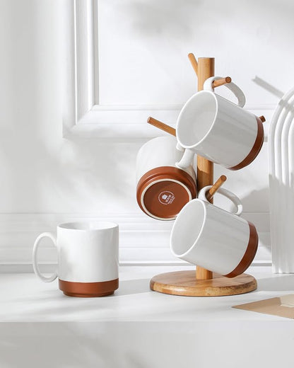 MALACASA 16oz Ceramic Coffee Mugs Set of 4, Stackable Coffee Cups - Image 8