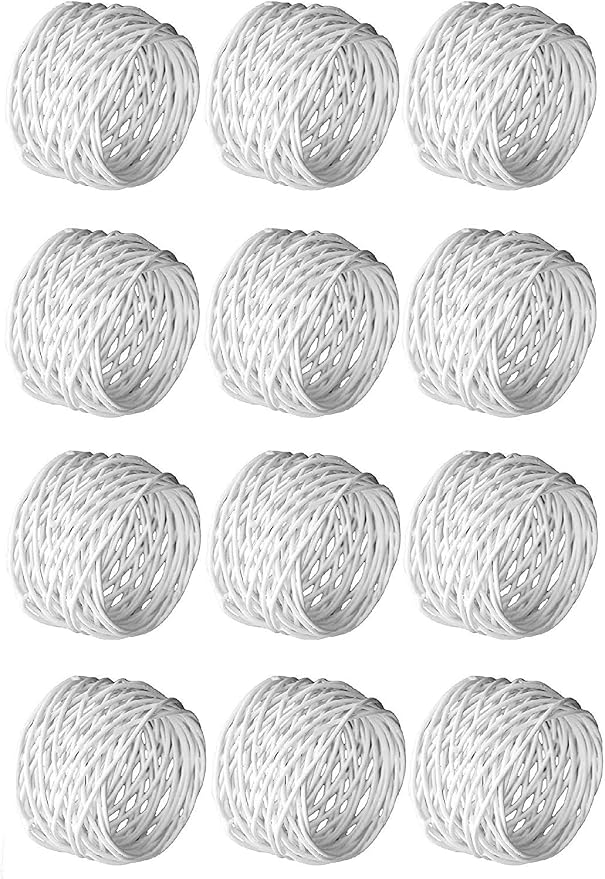 ITOS365 Handmade White Round Mesh Napkin Rings Holder - Image 5