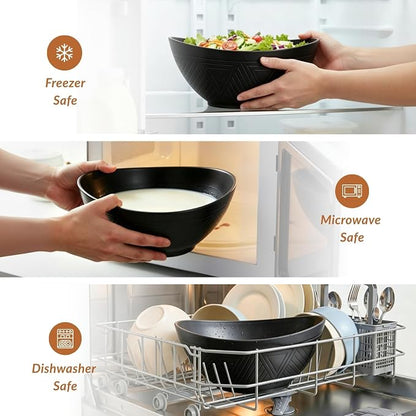 Wheat Straw Bowls Set of 6, 60 OZ Salad Bowl Large Capacity - Image 5