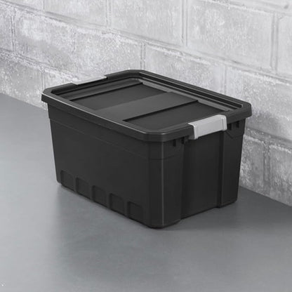 Sterilite 12-Pack Plastic Storage Bins with Lids, Stackable Containers, 19 Gallon, Black