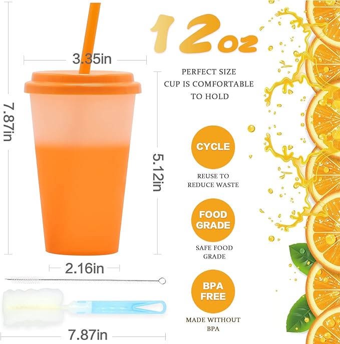 FIEKEICC Color Changing Cups 10Pcs 12oz Plastic Tumblers - Image 3