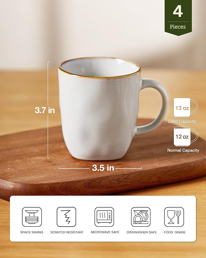 famiware Coffee Mugs Set of 4, Ocean Square 13oz Coffee Cup Set - Image 4