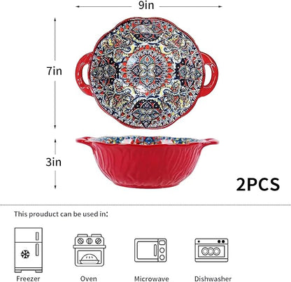 2 Pack Boho Ceramic Serving Bowls - Image 4