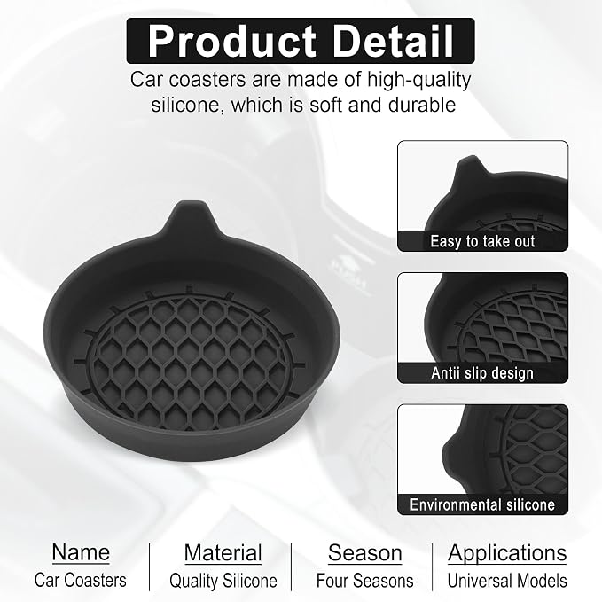 Car Cup Holder Coaster, Silicone Cup Holder Insert, Universal Non-Slip Cup - Image 4